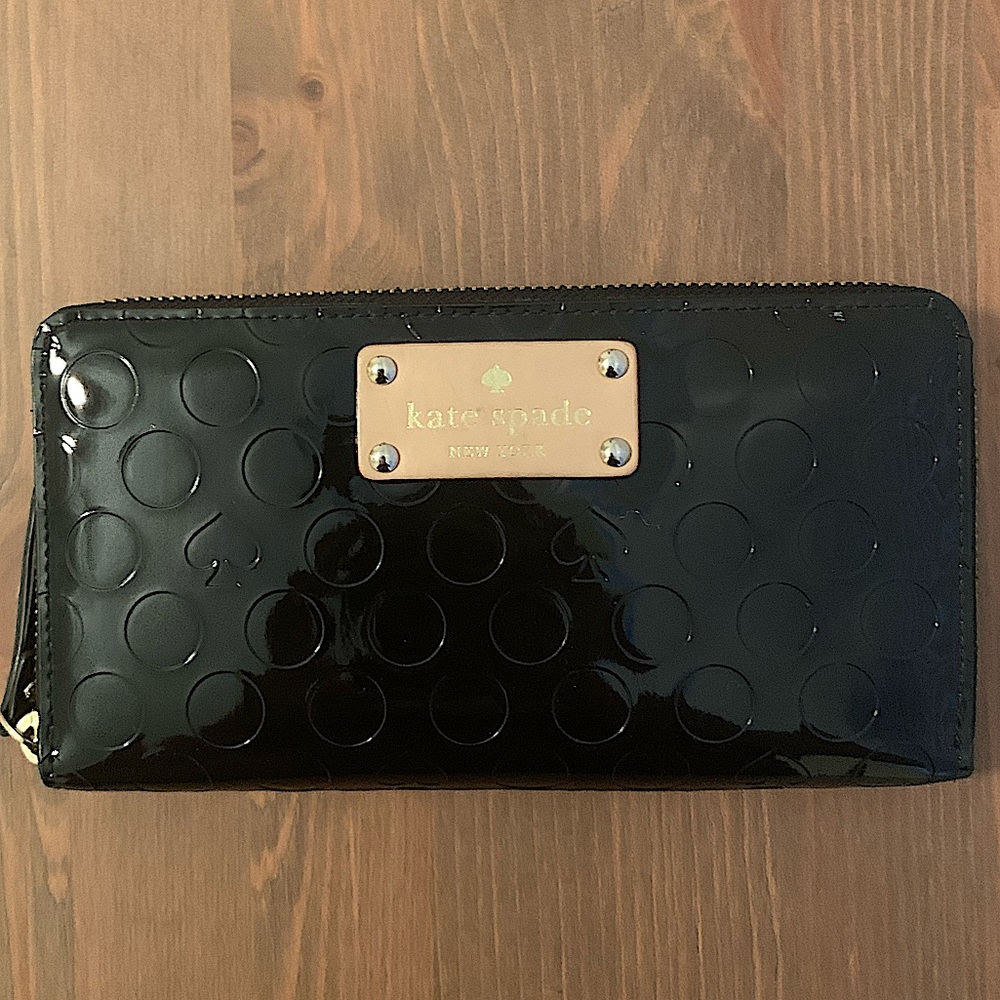 Kate Spade black patent leather wallet